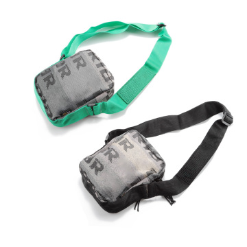 Custom Fashional Racing Fabric MINI JDM Sling Bag with Green and Black Design