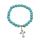 Natural Turquoise Chakra Gemstone 8MM Round Beads Charms Bracelet with Cross Alloy