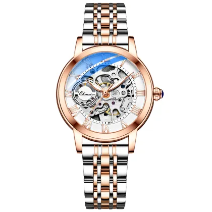 CHENXI 8831 Women's Automatic Mechanical Watch - Black Red Green Leather & Stainless Steel Waterproof Female Watch