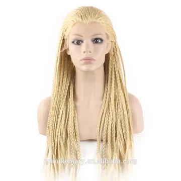 Hand Braided #613 Blonde Wig Micro Braiding Synthetic Hair Lace Front Wigs