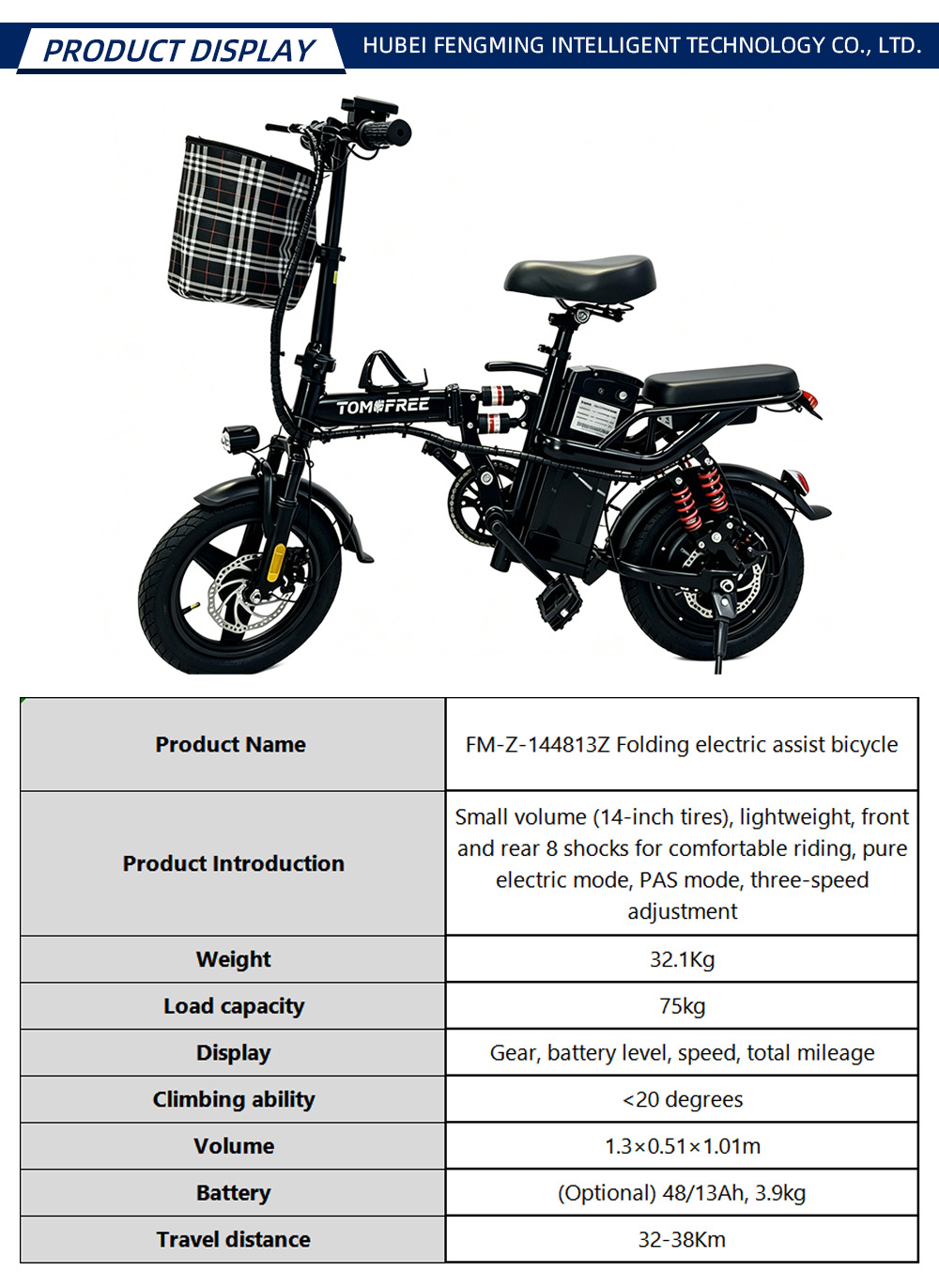 YY014 FM-Z-144813Z Folding electric assist bicycle-X
