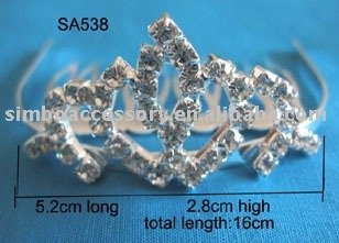 fashion metal mail chain crystal rhinestone hair jewelry tiara crown comb