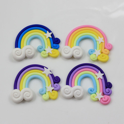 Πολύχρωμα Kawaii Polymer Clay New Rainbows Cabochons for Kids Craft Arrival 100PCS 38 * 50mm Τεχνητό SOLA Craft 100pcs / bag