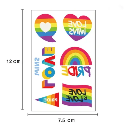 Rainbow Waterproof Temporary Tattoos: Heart Love & Stripes Body Paints