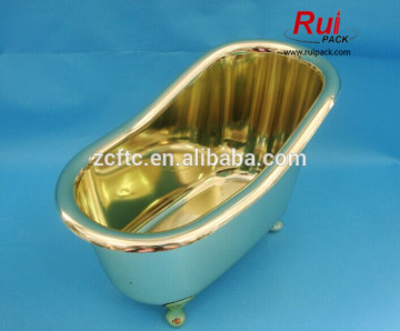UV gold plastic mini bathtub, plastic tub, tub shape container