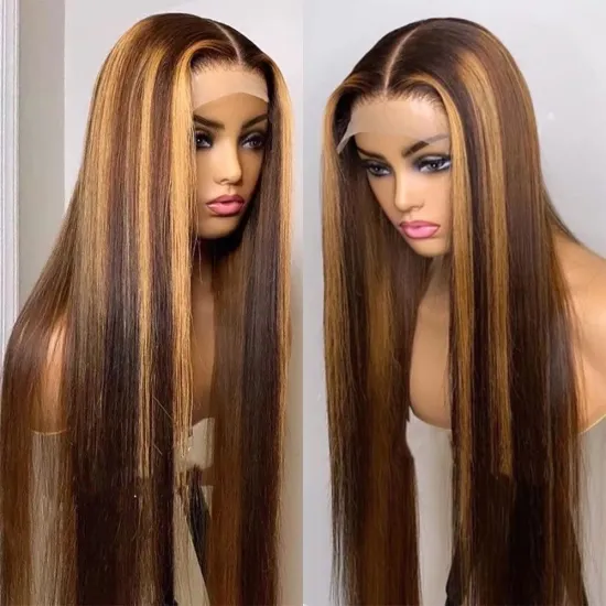 100% Virgin Brazilian Human Hair Frontal Wig 10A Grade Bone Straight Ombre Piano Color Human Hair Hd Lace Front Wigs