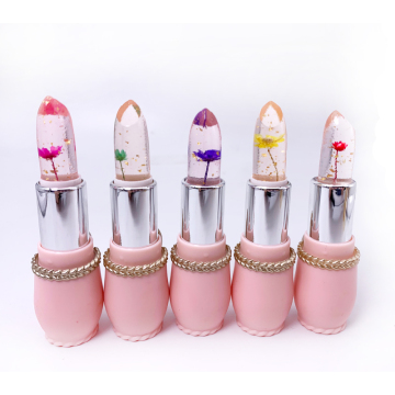 Waterproof Jelly Lipstick with Flower Transparent Colors and 6 Lipstick Shades