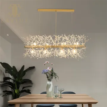 Rectangle gold and chrome crystal chandelier for dinning