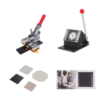 Square Fridge Magnet Maker Machine Kit with Paper Cutter - 100 Sets Materials (50x50mm)