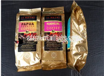 Customized Robusta/Arabica Aluminum Foil Tin Tie Stand up Coffee bean Coffee Power Packing Pouch ,Side Gusset Qual Sealed bag