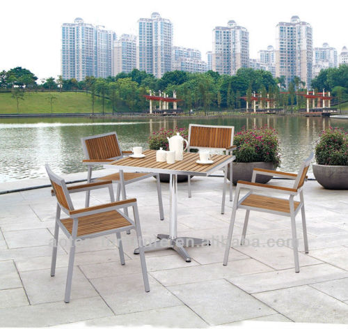 Leisure ways garden furniture wood table and chair uesd for restaurant set