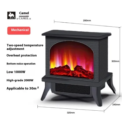 European Style Camel 3D Artificial Electric Fireplace Heater Stove Remote Controlled Living Room Heater Flame Mountain Flame