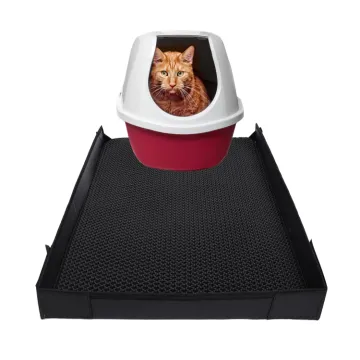 Large 21.6x30 inch Indoor Easy Clean 2-Layer Honeycomb Cat Litter Mat with Waterproof Base