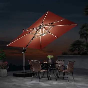 Premium Quality Aluminum Garden LED Outdoor Patio Umbrella with Solar Lights