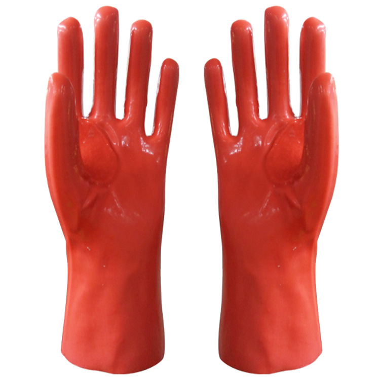 Guantes de PVC con forro de algodón grueso 27cm.