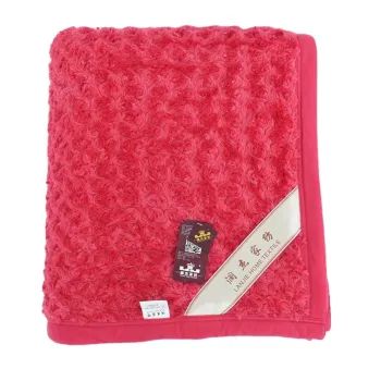 King size Polyester rose pattern plush pv fleece red throw blanket for baby