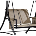 Modern Iron Outdoor Swing Chair for 2 People with Removable Canopy Waterproof & Quick-Dry Cushions Patio Swings for Villa & Park
