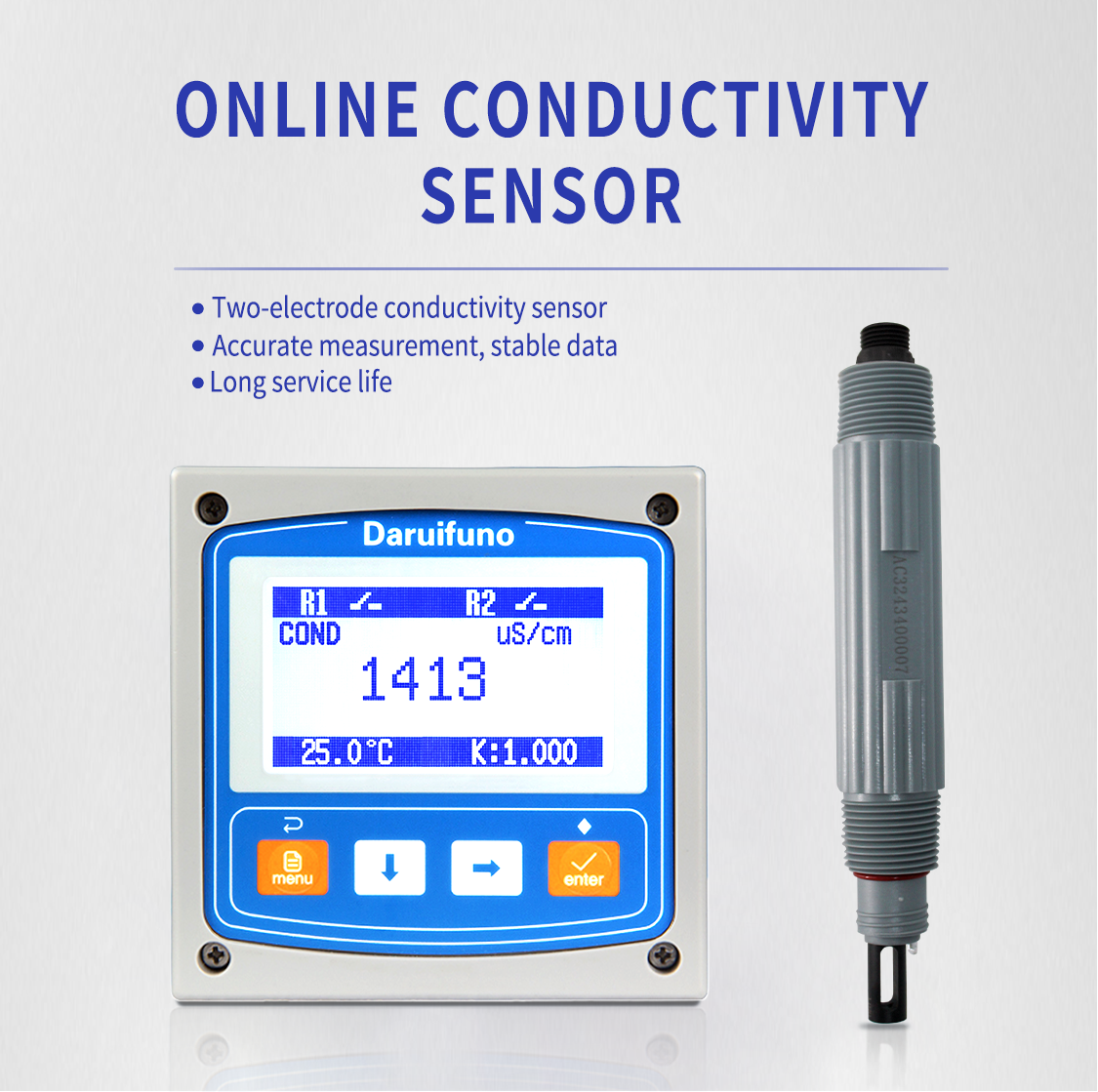 online conductivity controller and electrode
