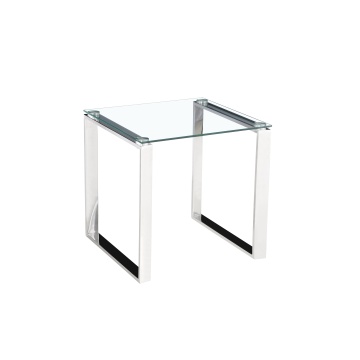 Mesa lateral quadrada contemporânea com vidro
