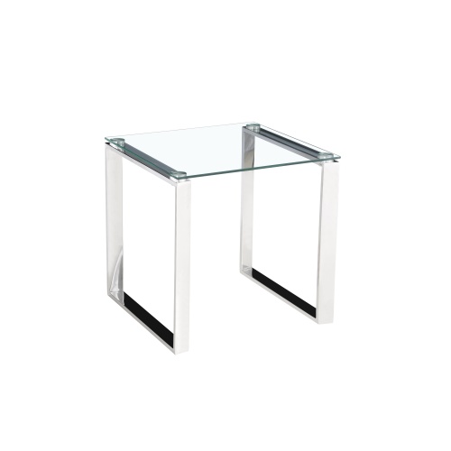 Mesa auxiliar cuadrada contemporánea con vidrio