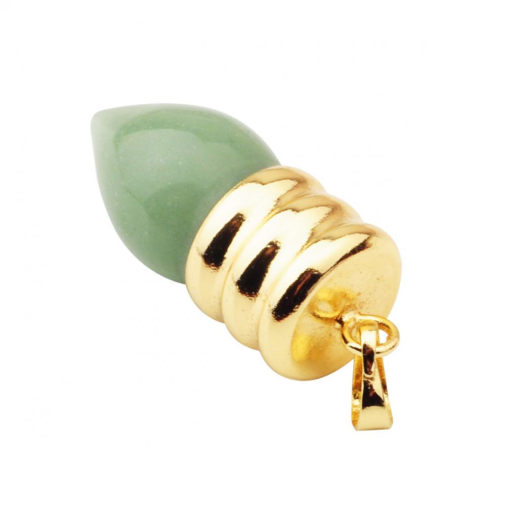 Ampoule Naturelle Pendentif Vert Pierre Avetnurine Plaqué Or