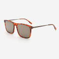 Rectangle Acetate And Metal Combined Men's Sunglasses 23A8118