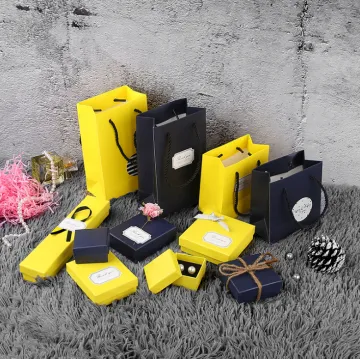 Yellow blue jewellery paper package boxes cheap