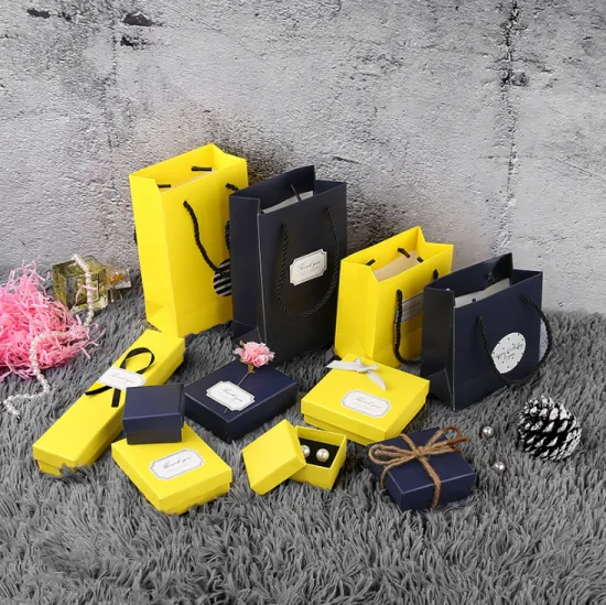 Yellow blue jewellery paper package boxes cheap