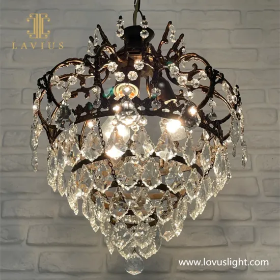 Unique vintage brass classic custom crystal chandelier Large opulent living room pendant light High luxury custom chandelier