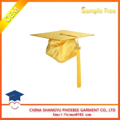 Wholesale Gold Shiny Child Graduation Cap, High Quality Wholesale Gold