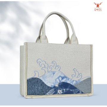 Bolso Tote Étnico Hecho a Mano Lona con Diseño Patchwork