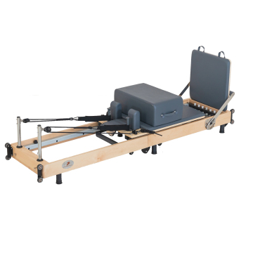 Portable Pilates Reformer with Foldable Design, Maple Wood Frame, and Springs for Home Fitness