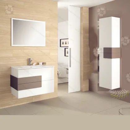 DC-6906 Prefabricated Glass Bathroom Vanity Units with Top