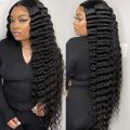 Deep Wave Přizpůsobená barva předběžná švýcarská krajková přední paruka Curly Human Hair Hd Full Lay Paruky syrové brazilské průhledné krajkové paruky