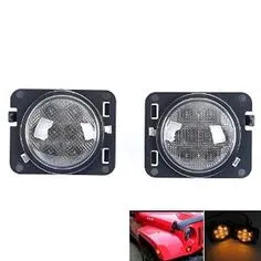 Smoked Lens Amber LED Side Marker Lights/Fender Flare Lamps For 2007-2015 Jeep Wrangler