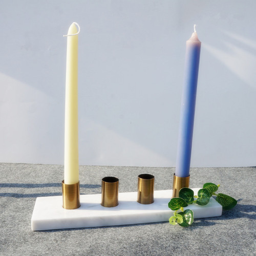 Grey Marble Steel Candle Holder