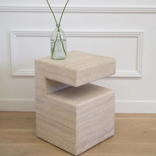Modern Coffee Table Travertine Square Side Tables