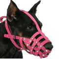 Pink Gray Leather Dog Muzzle