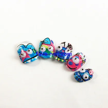 Fashional 3d Japanese Fake Nails , French Manicure Fake Nails