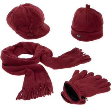 custom logo fleece set scarf gloves hat