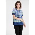 Lady redond round pescoço blusa de camisa de cetim