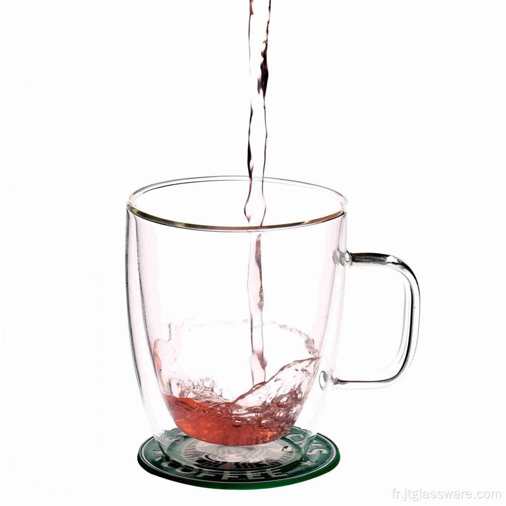 Tasse en verre borosilicaté avec support