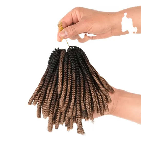 MYZYR Synthetic Bob Spring Twist Crochet Braiding Hair  Low Temperature Flame Retardant Fiber Twist Hair 8" 110g 50 Roots