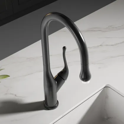 White Cold Hot Water Kitchen Faucet with Sprayer