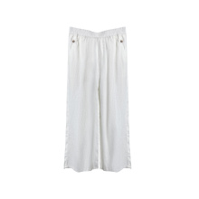 Ladies' white 100% linen casual pants