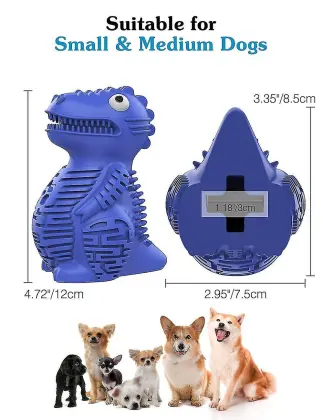 Indestructible Tough Fetch Dog Chew Toys: Durable Rubber Dinosaur Teething Treat Dispensing Puzzle Dog Toy