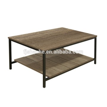 Industrial look coffee table with Canyon Oak foil finish and metal frame.