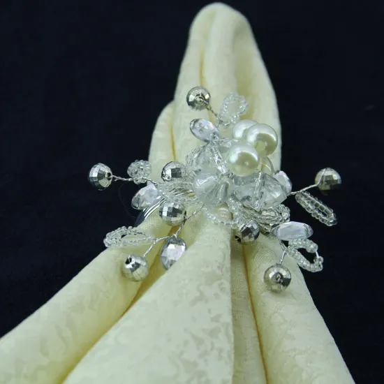 flower pearl beaded wedding napkin ring, napkin holder