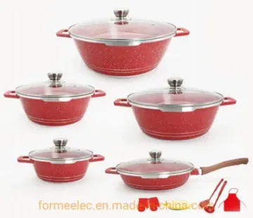 12 Pieces Casserole Set Aluminum Pot Set Ceramic Coating Granite Caserrole Stewpot
