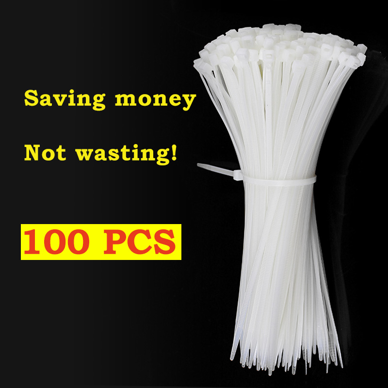 Nylon Cable Self-locking Plastic Wire Zip Ties 100pcs Set Fastening Tie Strap Cable-Tie Wire-Zip-Ties-Set white Cable Hardware